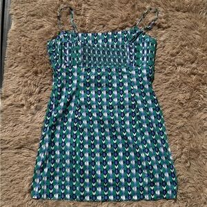 Anthroppologie Maeve Adjustable Straps Green and Blue Patterned Dress NWT